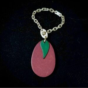 🎭 SOLD 🎭 Rare!! Vintage HERMES Chèvre Fruit Charm Keychain / Bag Charm ( Prune )